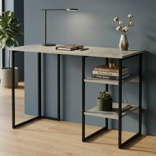 Стол письменный Кевин Ferrum-decor 75x100x60 Черный металл ДСП Бетон 16 мм (FRD-106543)