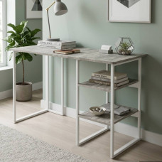 Стол письменный Кевин Ferrum-decor 75x100x60 Белый металл ДСП Бетон 16 мм (FRD-106544)