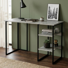 Стол письменный Кевин Ferrum-decor 75x100x60 Черный металл ДСП Бетон 32 мм (FRD-106546)