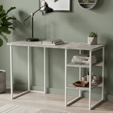 Стол письменный Кевин Ferrum-decor 75x140x60 Белый металл ДСП Бетон 32 мм (FRD-106559)