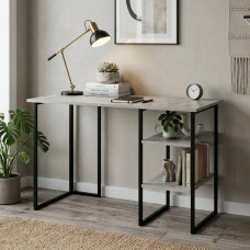 Стол письменный Кевин Ferrum-decor 75x100x70 Черный металл ДСП Бетон 32 мм (FRD-106564)