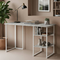 Стол письменный Кевин Ferrum-decor 75x140x70 Белый металл ДСП Бетон 16 мм (FRD-106574)