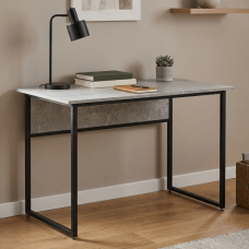 Стіл письмовий Коді Ferrum-decor 75x140x60 Чорний метал ДСП Бетон 32 мм (FRD-106594)