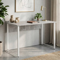 Стол письменный Курт Ferrum-decor 75x140x70 Белый металл ДСП Бетон 16 мм (FRD-106646)