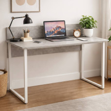 Стіл письмовий Скай Ferrum-decor 75x140x60 Білий метал ДСП Бетон 32 мм (FRD-106667)