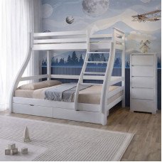 Двоярусне дитяче ліжко Mebigrand Аляска Білий (RAL9003) 120-80х200 см з ящиками (MBG-15065)