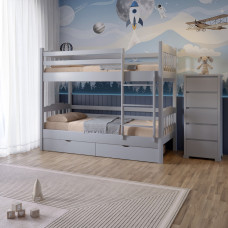 Двоярусне дитяче ліжко Mebigrand Бай-Бай Світло-сірий (RAL7040) 70х190 см з ящиками (MBG-15508)