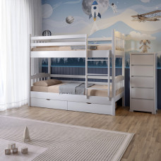Двоярусне дитяче ліжко Mebigrand Бай-Бай Білий (RAL9003) 70х190 см з ящиками (MBG-15448)
