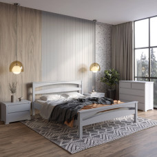 Двуспальная деревянная кровать Mebigrand Чикаго Сити Светло-серый (RAL 7040) 160х200 см (MBG-1543)