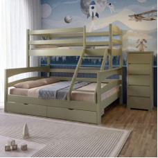 Двухъярусная детская кровать Mebigrand Чикаго Оливковый (RAL1020) 160-90х200 см с ящиками (MBG-15655)