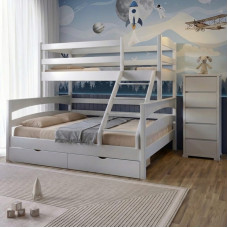 Двухъярусная детская кровать Mebigrand Чикаго Белый (RAL9003) 160-90х200 см с ящиками (MBG-15537)