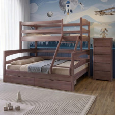 Двухъярусная детская кровать Mebigrand Чикаго Орех лесной 160-90х200 см с ящиками (MBG-15555)