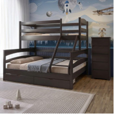 Двухъярусная детская кровать Mebigrand Чикаго Венге 160-90х200 см с ящиками (MBG-15543)