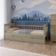 Кровать детская Mebigrand Карина-2 Оливковый (RAL1020) 70х190 см с задним бортиком и ящиками (MBG-16512) - фото 1