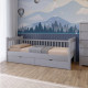 Кровать детская Mebigrand Карина-2 Светло-серый (RAL-7040) 70х190 см с задним бортиком и ящиками (MBG-16524) - фото 1