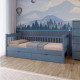 Кровать детская Mebigrand Карина-2 Серо-синий (S7010R90B) 70х190 см с задним бортиком и ящиками (MBG-16536) - фото 1