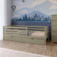 Кровать детская Mebigrand Ника Оливковый (RAL1020) 120х190 см с задним бортиком с ящиками (MBG-16104) - фото 1