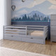 Кровать детская Mebigrand Ника Светло-серый (RAL-7040) 120х190 см с задним бортиком с ящиками (MBG-16120) - фото 1