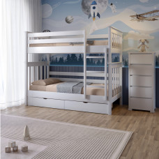 Двухъярусная детская кровать Mebigrand Скандинавия Мини Белый (RAL9003) 70х190 см с ящиками (MBG-16356)