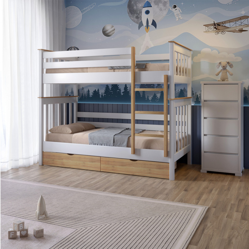 Комплект кровать двухъярусная Скандинавия Мини и Матрас Koala Oasis 90х200 см (MBG-2368-ISM-051395)