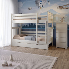 Двухъярусная детская кровать Mebigrand Скандинавия Мини Айвори (S0505Y30R) 80х190 см с ящиками (MBG-16346)