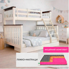 Комплект кровать двухъярусная Скандинавия и Матрас Koala Oasis 140-90х200 см (MBG-2252-ISM-051377-ISM-051395)