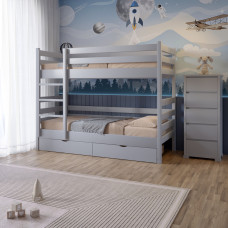 Двоярусне дитяче ліжко Mebigrand Соня Світло-сірий (RAL 7040) 70х190 см з ящиками (MBG-15264)