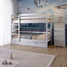 Двоярусне дитяче ліжко Mebigrand Соня Білий (RAL9003) 70х190 см з ящиками (MBG-15198)