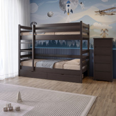 Двоярусне дитяче ліжко Mebigrand Соня Венге 70х190 см з ящиками (MBG-15205)