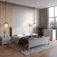 Двуспальная деревянная кровать Mebigrand Вирджиния Светло-серый (RAL-7040) 140х200 см (MBG-3211) - фото 1