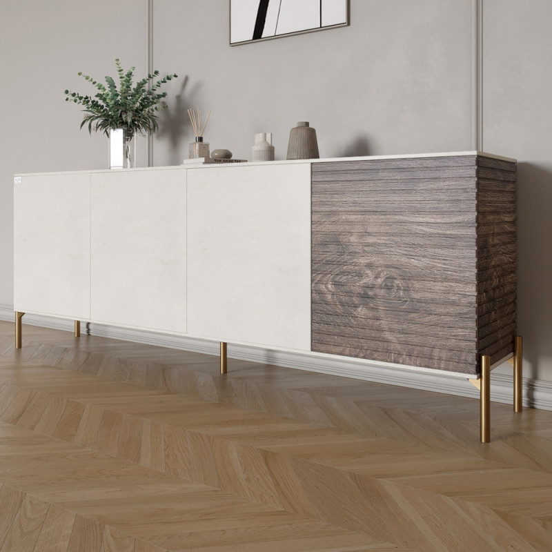 Комод на золотых металлических ножках LION Грей 204x38x76,5 см Бетон Style/Дерево  (LION-042655) - фото 