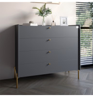 Комод с 4 ящиками LION Wood с золотыми ножками 100х90х45 см Антрацит (LION-042957)