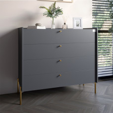 Комод із 4 шухлядами LION Wood із золотими ніжками 100х90х45 см Антрацит (LION-042957)