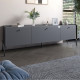 Тумба под телевизор на 3 ящика LION Wood с черными ножками 180x40x50 см Антрацит (LION-043092) - фото 1