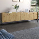 Тумба под телевизор на 3 ящика LION Wood с черными ножками 180x40x50 см Дуб Артизан (LION-043098) - фото 1
