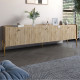 Тумба под телевизор на 3 ящика LION Wood с золотыми ножками 180x40x50 см Дуб Аппалачи (LION-042991) - фото 1