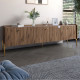 Тумба под телевизор на 3 ящика LION Wood с золотыми ножками 180x40x50 см Дуб Ливорно (LION-042993) - фото 1