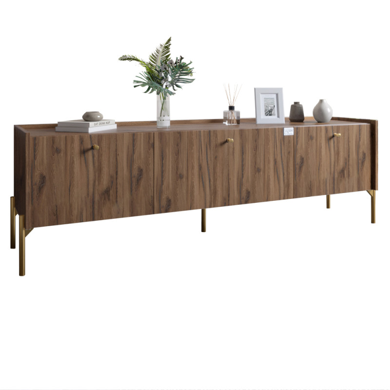Тумба под телевизор на 3 ящика LION Wood с золотыми ножками 180x40x50 см Дуб Ливорно (LION-042993)