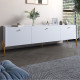 Тумба под телевизор на 3 ящика LION Wood с золотыми ножками 180x40x50 см Нимфея Альба (белый) (LION-042997) - фото 1