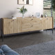 Тумба под телевизор с ящиками LION Wood с черными ножками 160x40x65 см Дуб Аппалачи (LION-043126) - фото 1