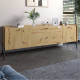 Тумба под телевизор с ящиками LION Wood с черными ножками 160x40x65 см Дуб Артизан (LION-043127) - фото 1