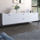 Тумба под телевизор с ящиками LION Wood с черными  ножками 160x40x65 см Нимфея Альба (белый) (LION-043132) - фото 1
