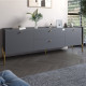 Тумба под телевизор с ящиками LION Wood с золотыми ножками 160x40x65 см Антрацит (LION-043106) - фото 1