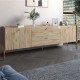 Тумба під телевізор з шухлядами LION Wood з золотими ніжками 160x40x65 см Дуб Аппалачі (LION-043112) - фото 1