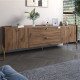 Тумба під телевізор з шухлядами LION Wood з золотими ніжками 160x40x65 см Дуб Ліворно (LION-043114) - фото 1