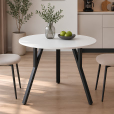 Стол круглый MARSI 3 870-3 Ferrum-decor 750x870x870 Черный металл ДСП Белый 16 мм (FRD-107422)