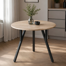 Круглий стіл MARSI 3 870-3 Ferrum-decor 750x870x870 Чорний метал ДСП Дуб Сонома 16 мм (FRD-107424)