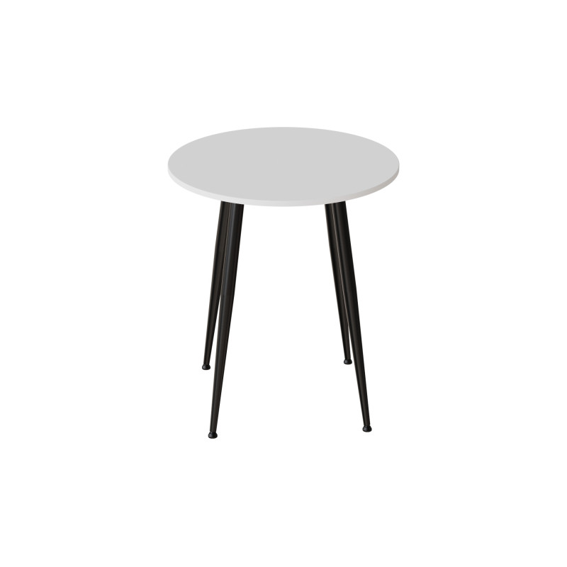 Стол круглый OPTIMA 4 ноги на конус Ferrum-decor 750x670x670 Черный металл ДСП Белый 16 мм (FRD-107452)