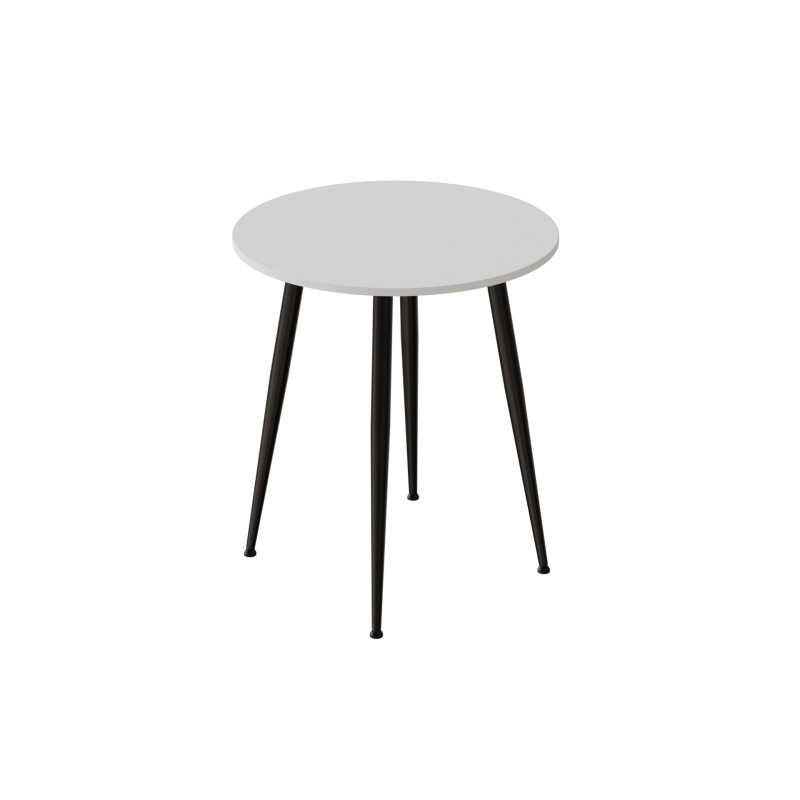 Стол круглый OPTIMA 4 ноги на конус Ferrum-decor 750x670x670 Черный металл ДСП Белый 16 мм (FRD-107452)