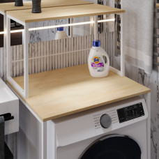 Стеллаж полка Бафрум 402 Ferrum-decor для стиральной машины 133,5x70,5x60,5 Белый металл ДСП Дуб Кремона Торро 16 мм (FRD-107592)